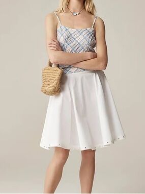 J. Crew White A-Line Cotton Skirt With Details on bottom Size M